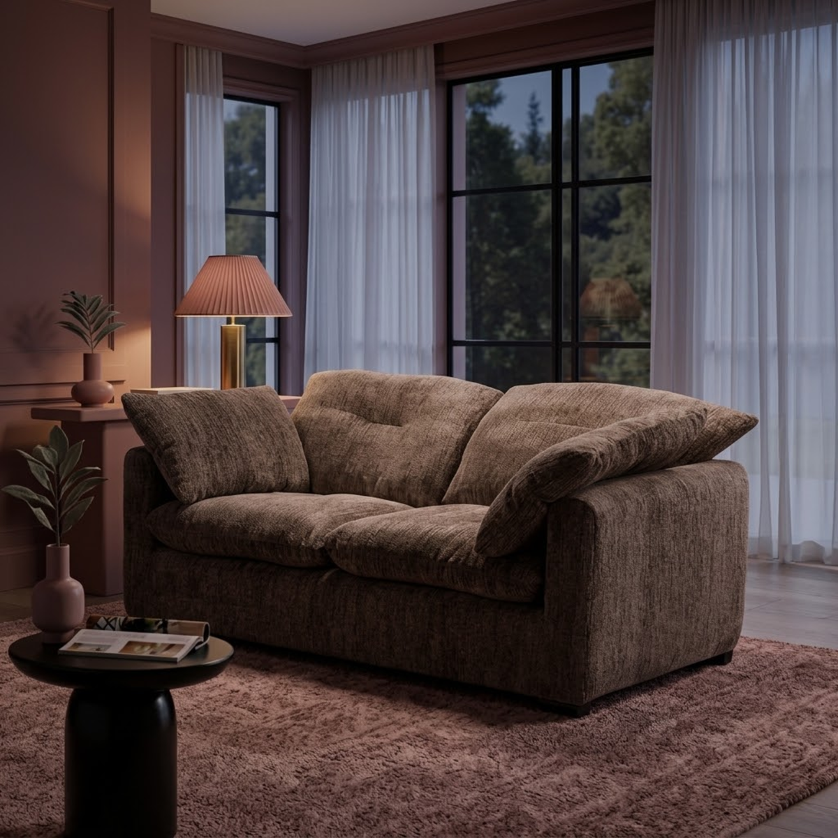Beehive Quetta Fabric 2 Seater Sofa 170cm in Brown