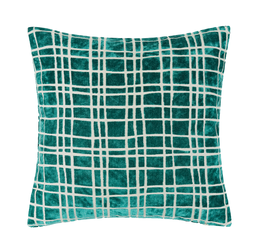 Paul Monneypenny Small Drunkplaid Teal Cushion