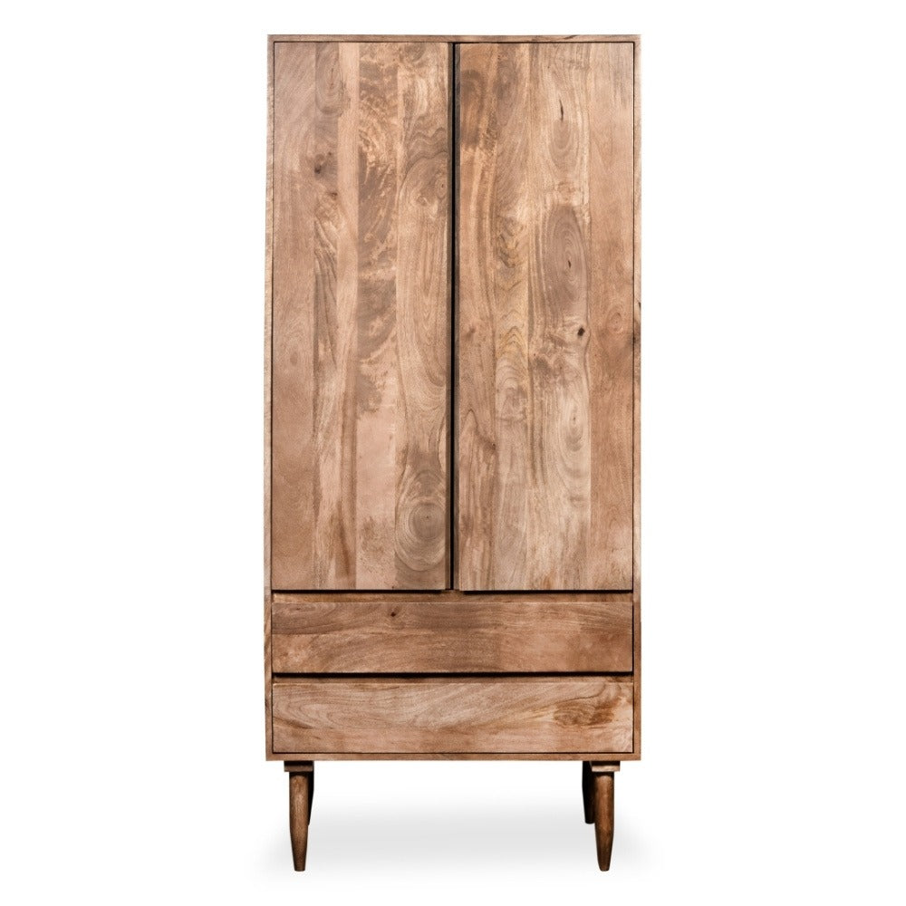 Scandi Mango Wood 2 Drawer Wardrobe 81cm