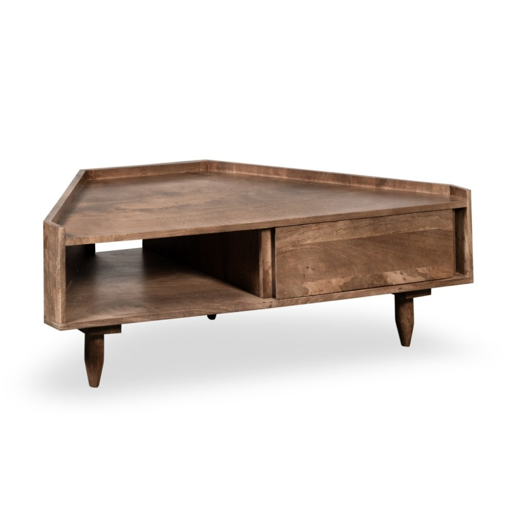 Scandi Mango Wood Corner TV Unit 120cm