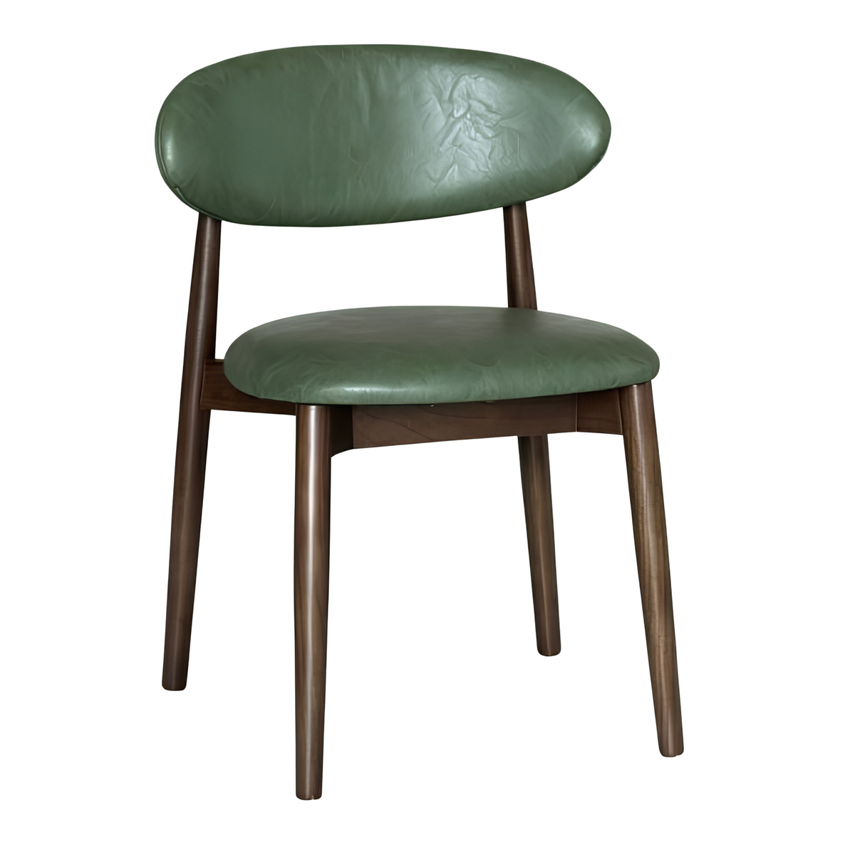 Scandi Green Faux Leather Dining Chair with Dark Legs