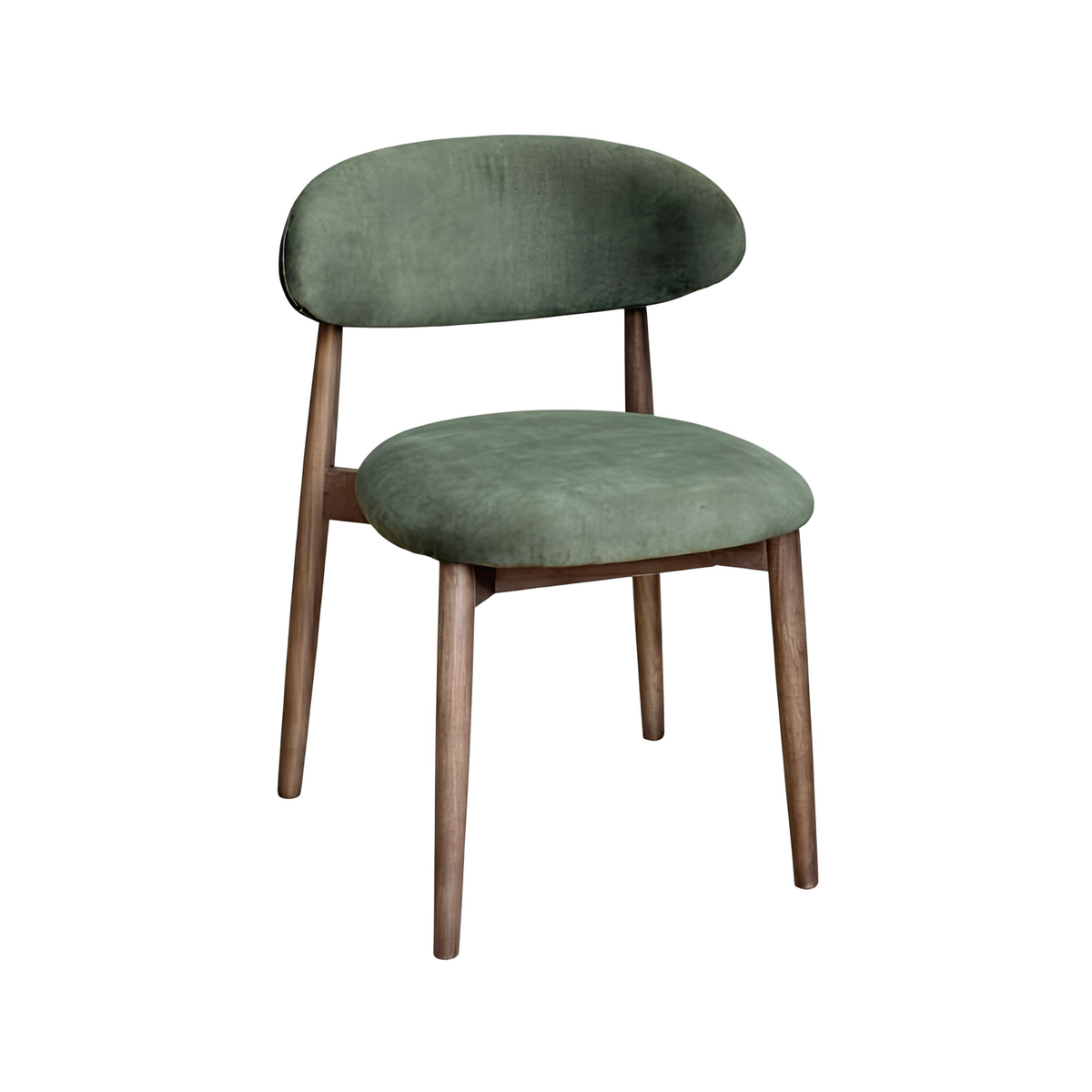 Scandi Green Velvet Oak Dining Chair with Dark Legs