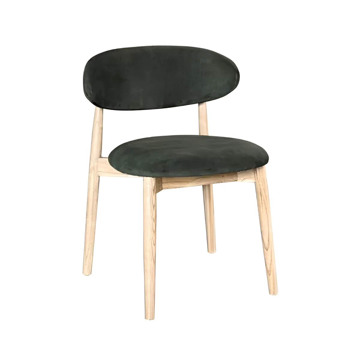 Scandi Green Velvet Oak Dining Chair with Light Legs