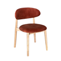 Scandi Orange Rust Velvet Oak Dining Chair with Light Legs