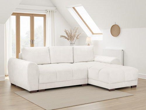 Beehive Azzuro Velvet Universal Corner Sofa Bed 253cm in Cream