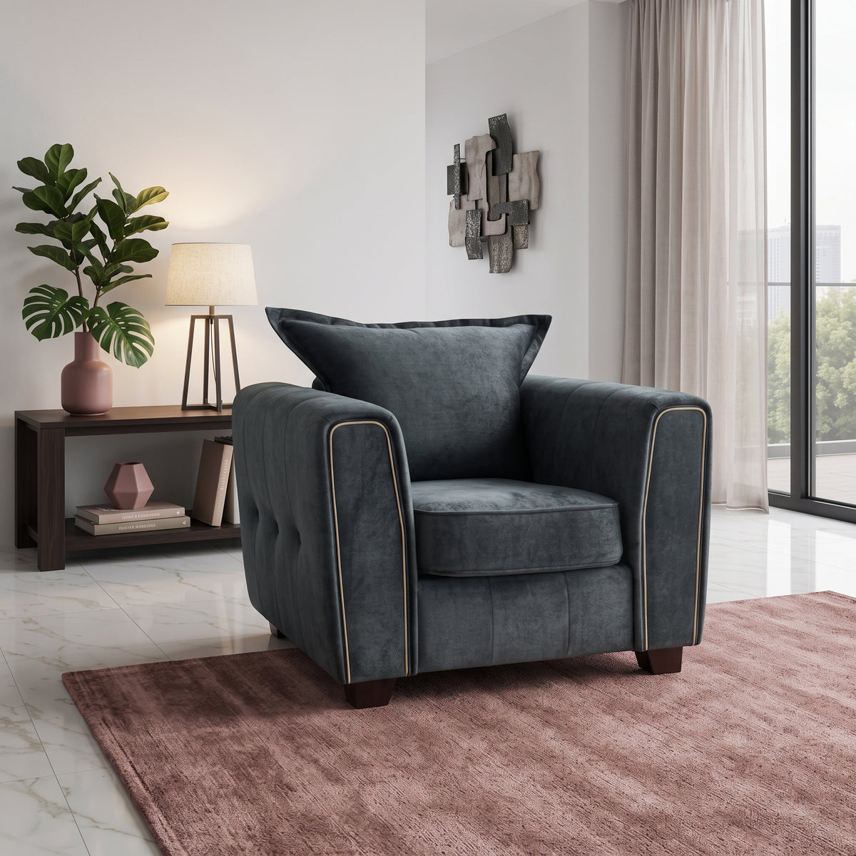 Beehive Serena Fabric Armchair in Black