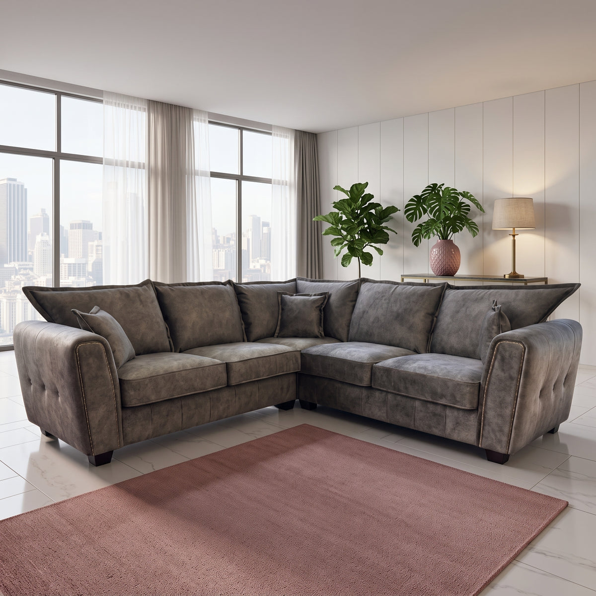 Beehive Serena Fabric Large Corner Sofa 240cm in Brown