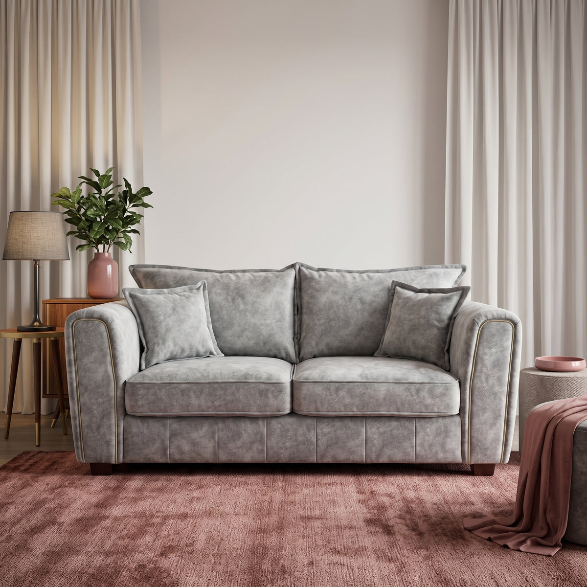 Beehive Serena Fabric 2 Seater Sofa 185cm in Grey