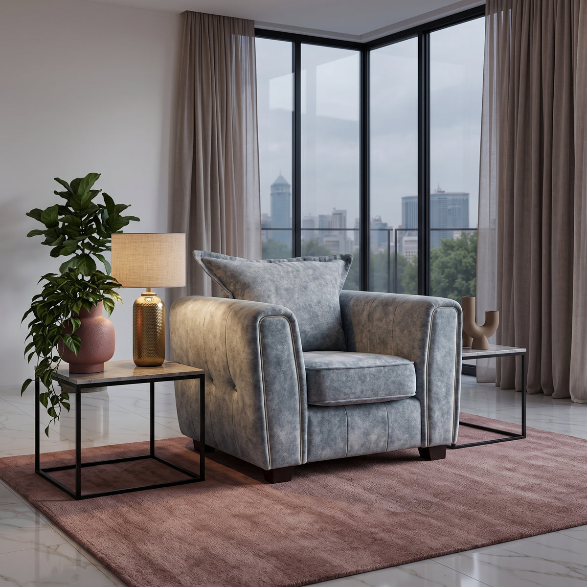 Beehive Serena Fabric Armchair in Grey