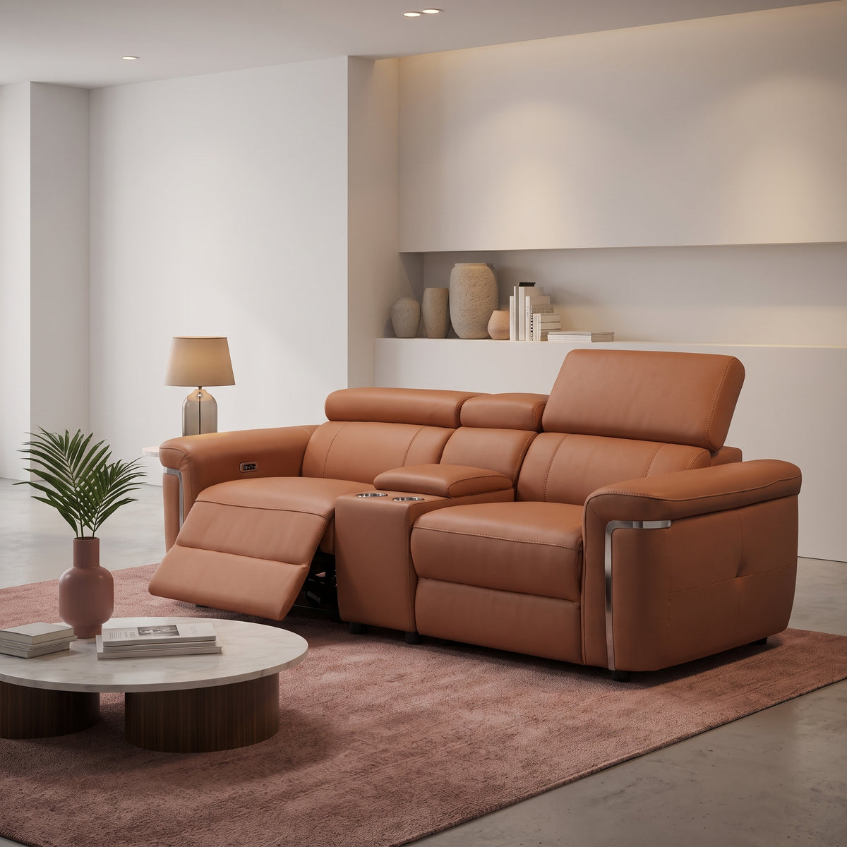 Beehive Somerville Leather Electric Recliner 2 Seater Sofa in Tan