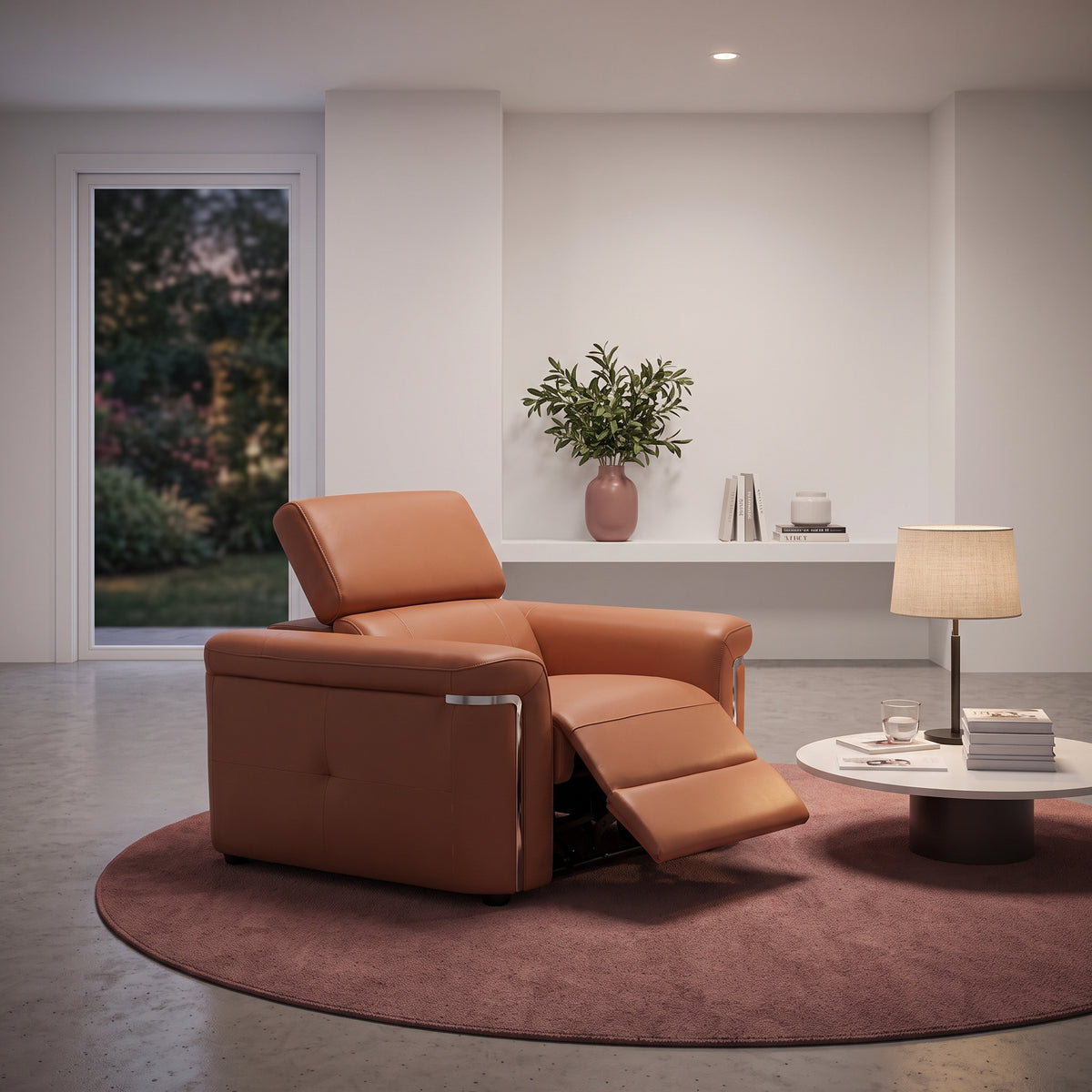 Beehive Somerville Leather Electric Recliner Armchair in Tan