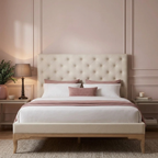 Toulon Low End Super King Bed - Cream