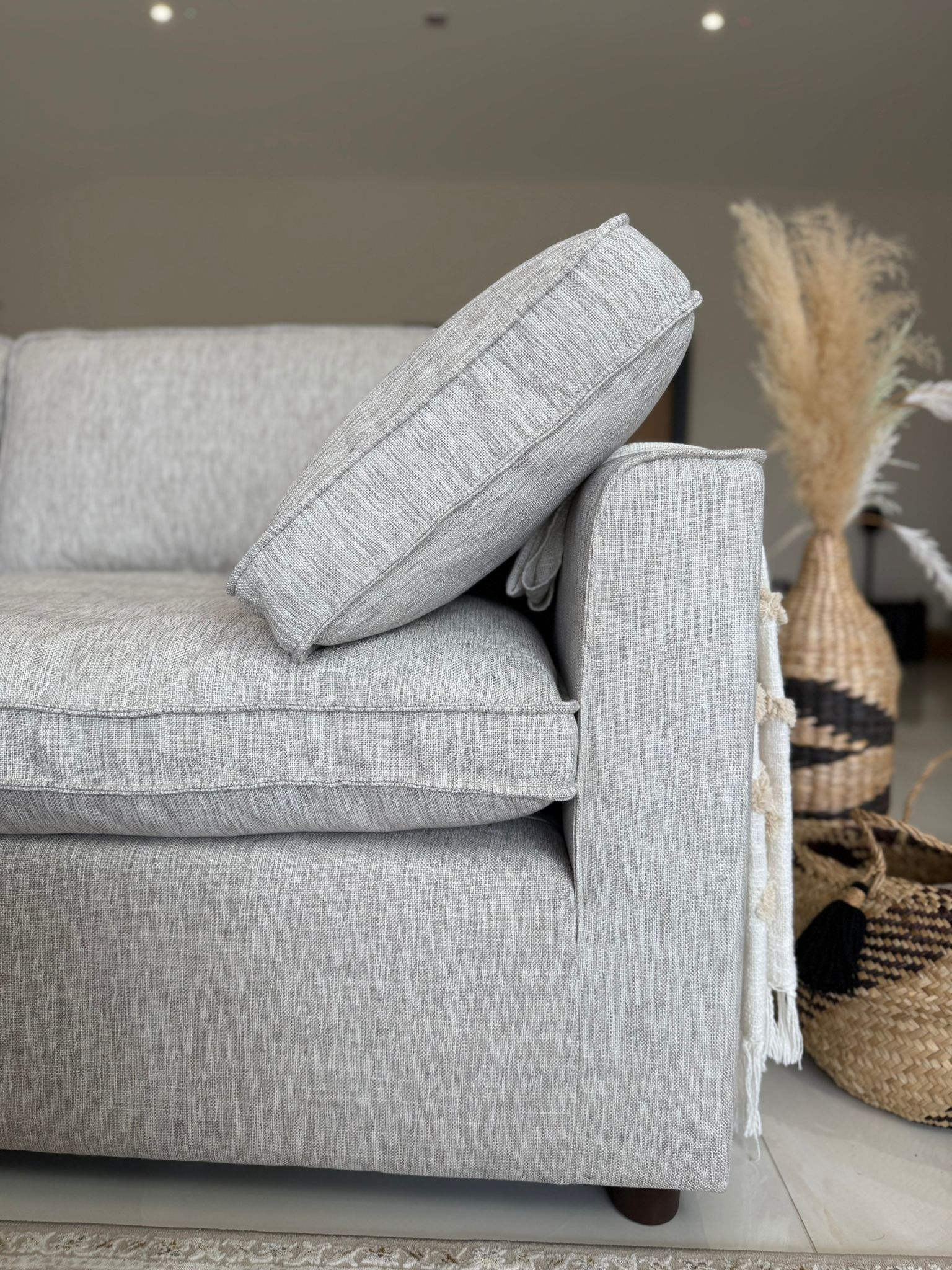 Santorini Sofa Grey Large Corner with Footstool