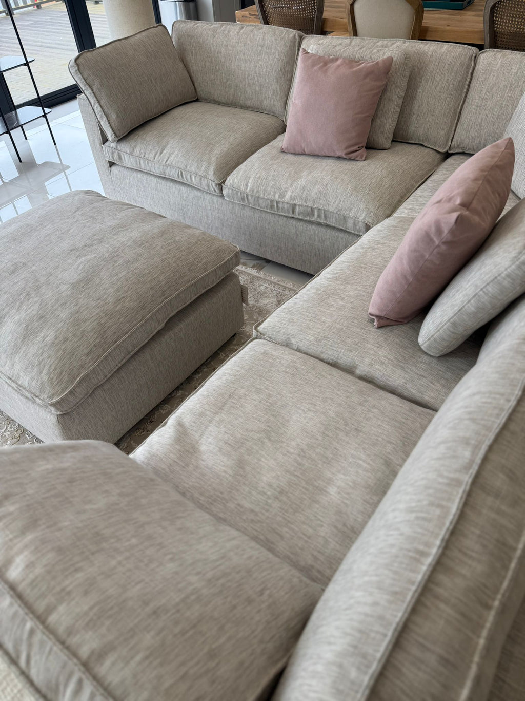Santorini Sofa Grey Large Corner with Footstool