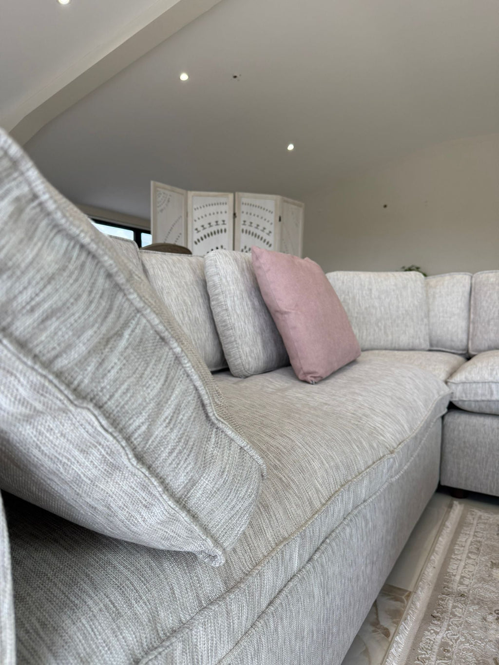 Santorini Sofa Grey Large Corner with Footstool