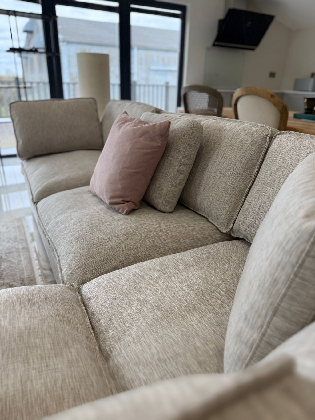 Santorini Sofa Grey Large Corner with Footstool
