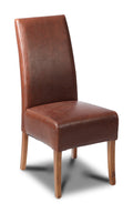 Antique Brown Leather Madrid Dining Chair, Dark Leg