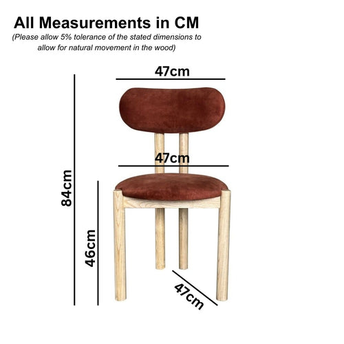 Aspen Orange Rust Velvet Oak Dining Chair