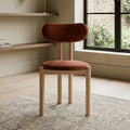 Aspen Orange Rust Velvet Oak Dining Chair