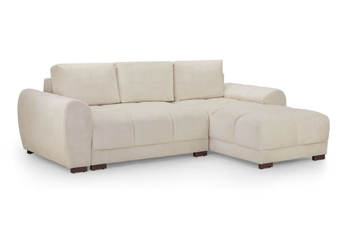 Beehive Azzuro Velvet Universal Corner Sofa Bed 253cm in Cream