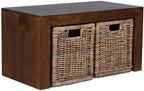 Dakota 85cm Coffee Table with 2 Rattan Baskets