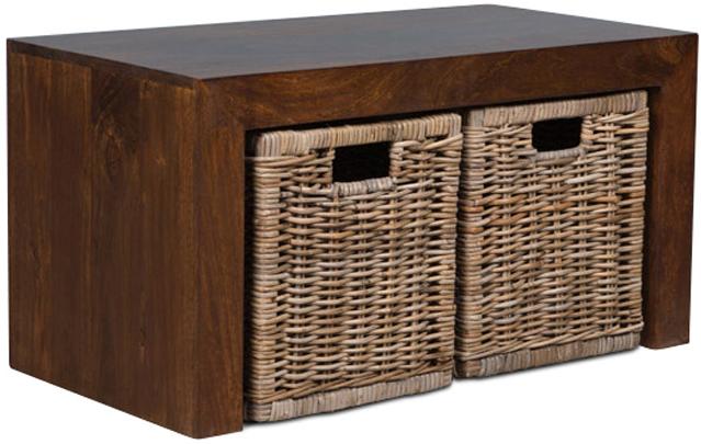 Dakota 85cm Coffee Table with 2 Rattan Baskets