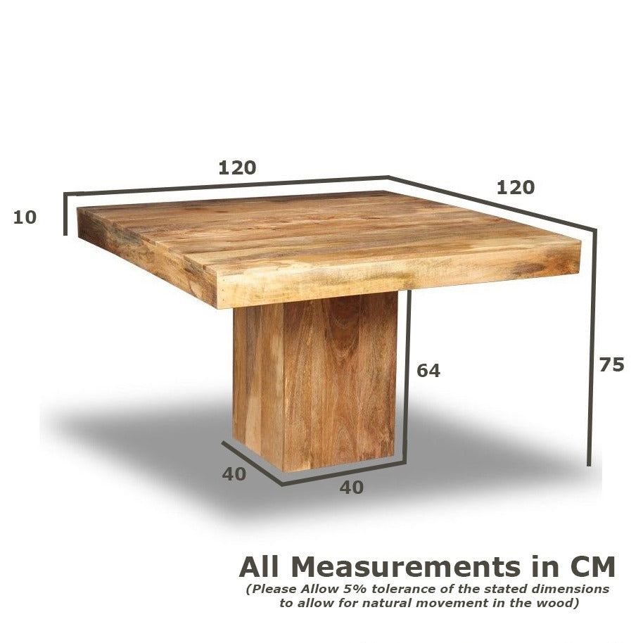 Walnut Mango Wood Cube Dining Table, 120cm