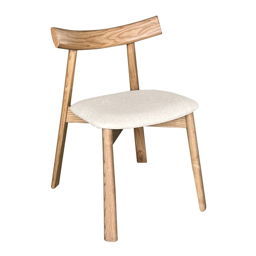 Japandi Cream Boucle Oak Dining Chair