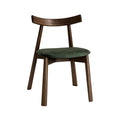 Japandi Green Velvet Oak Dining Chair, Dark Leg