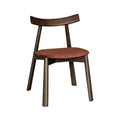 Japandi Rust Orange Velvet Oak Dining Chair, Dark Leg