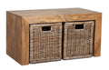Dakota 85cm Coffee Table with 2 Rattan Baskets