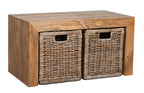 Dakota 85cm Coffee Table with 2 Rattan Baskets