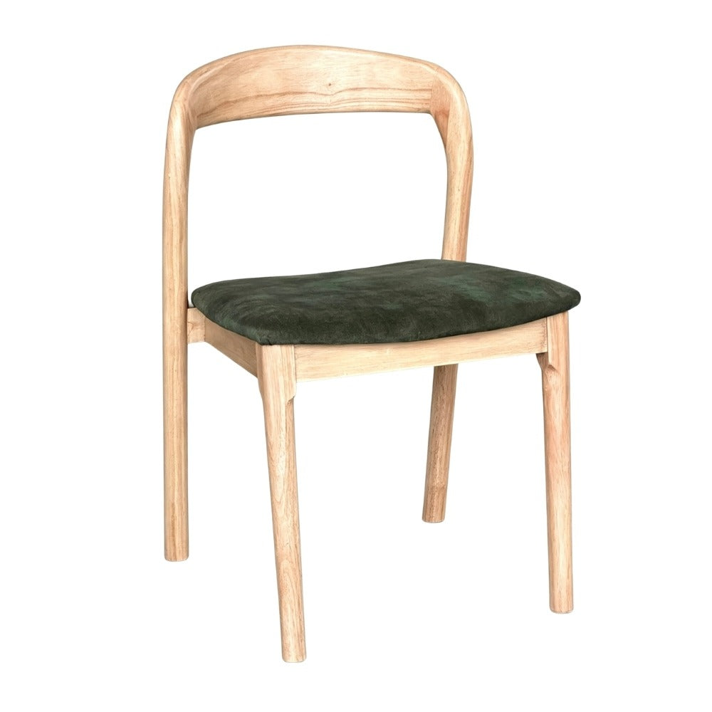 Stackable Oslo Green Velvet Dining Chair, Light Leg