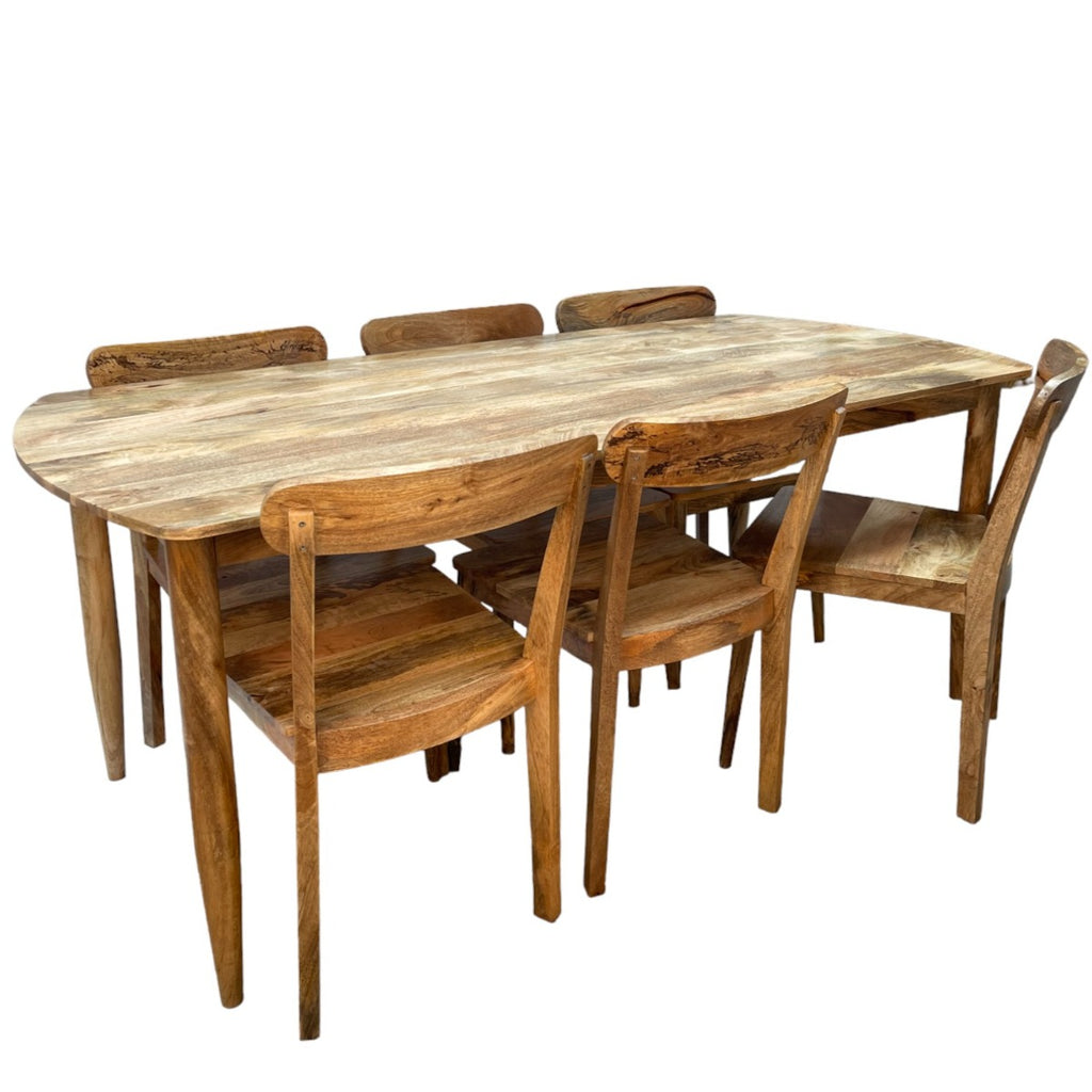 Scandi Mango Wood Dining Table & 6 Scandi Mango Dining Chairs