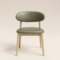 Scandi Green Faux Leather Oak Dining Chair