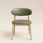 Scandi Green Faux Leather Oak Dining Chair
