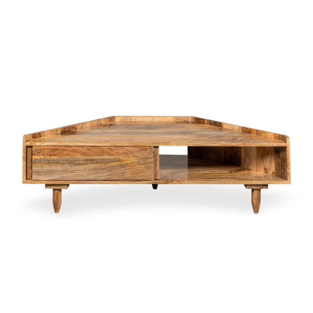 Scandi Mango Wood Corner TV Unit, 120cm