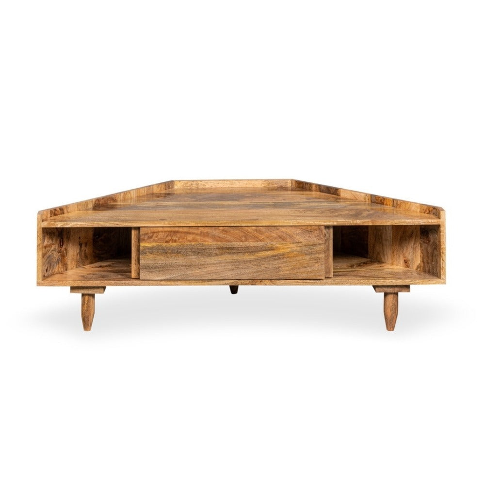 Scandi Mango Wood Corner TV Unit, 120cm