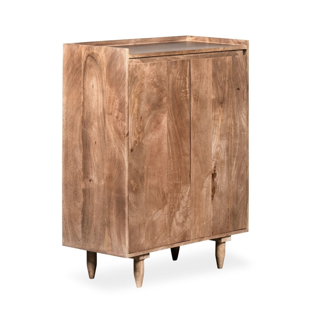 Scandi Mango Wood Shoe Cupboard, 78cm