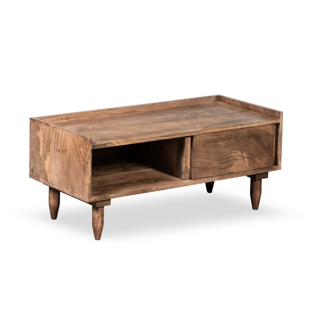 Scandi Mango Wood Sliding TV Unit, 90cm