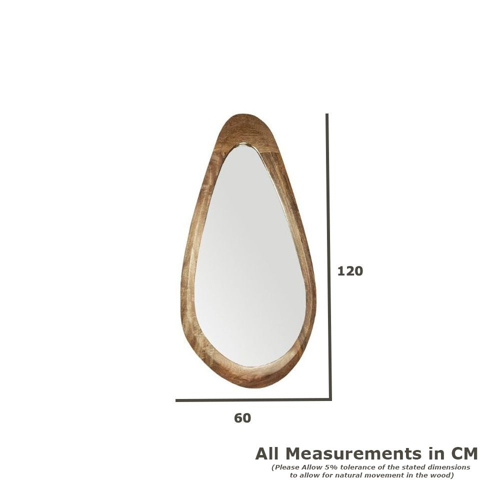 Scandi Mango Wood Large Curved Mirror, 60cm