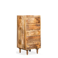 Scandi Mango Wood 5 Drawer Tall Boy