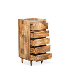 Scandi Mango Wood 5 Drawer Tall Boy