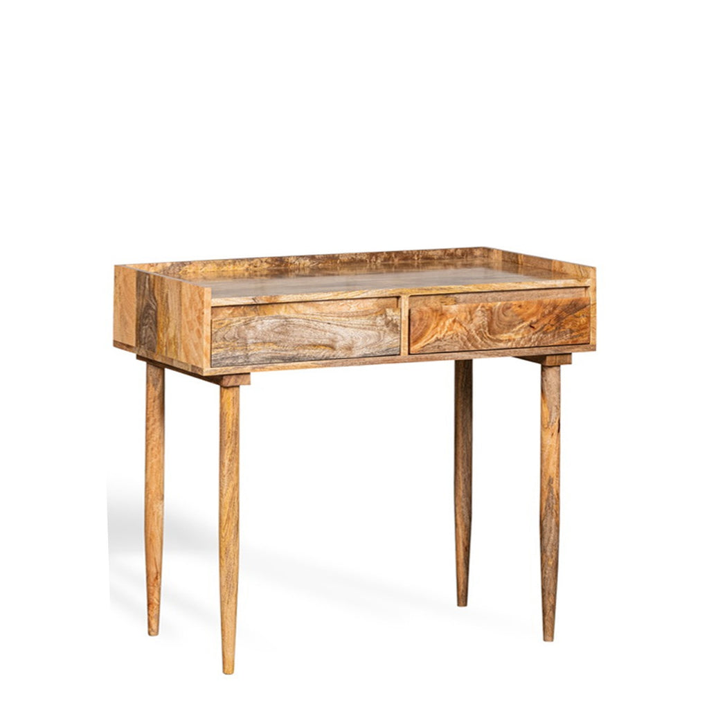 Scandi Mango Wood 2 Drawer Console Table, 90cm