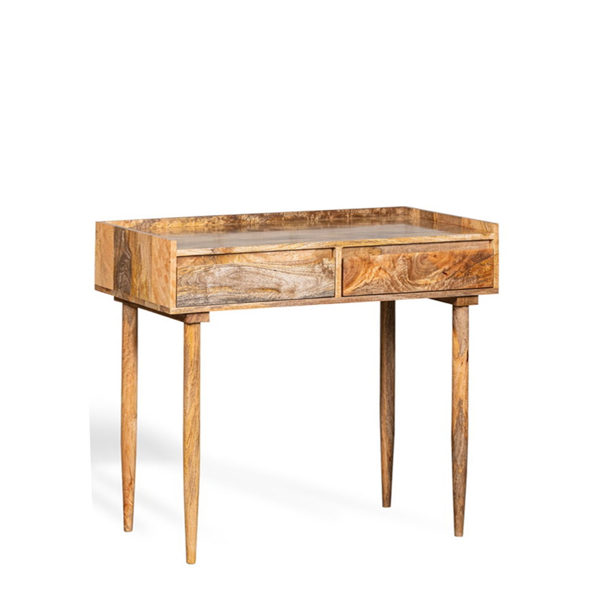 Scandi Mango Wood 2 Drawer Console Table, 90cm