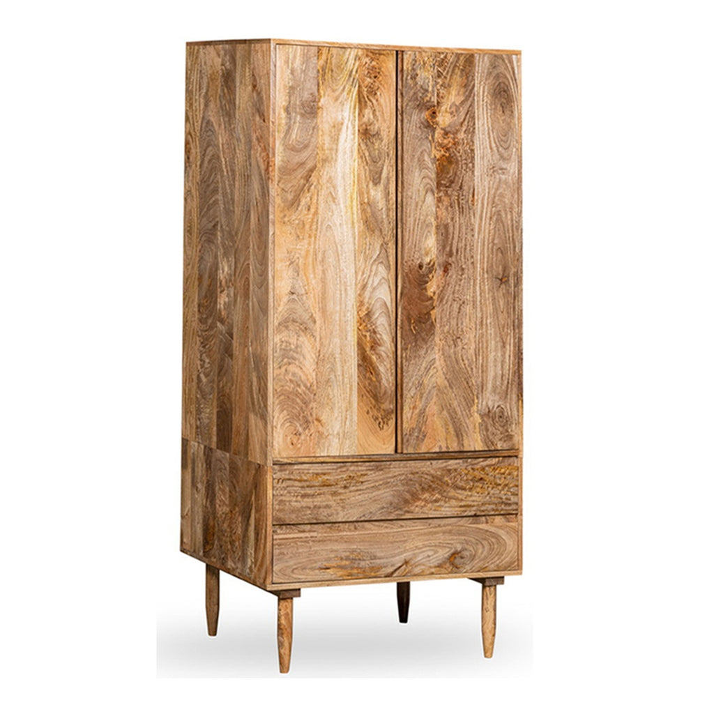 Scandi Mango Wood 2 Drawer Wardrobe
