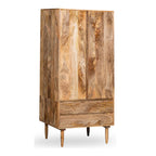 Scandi Mango Wood 2 Drawer Wardrobe