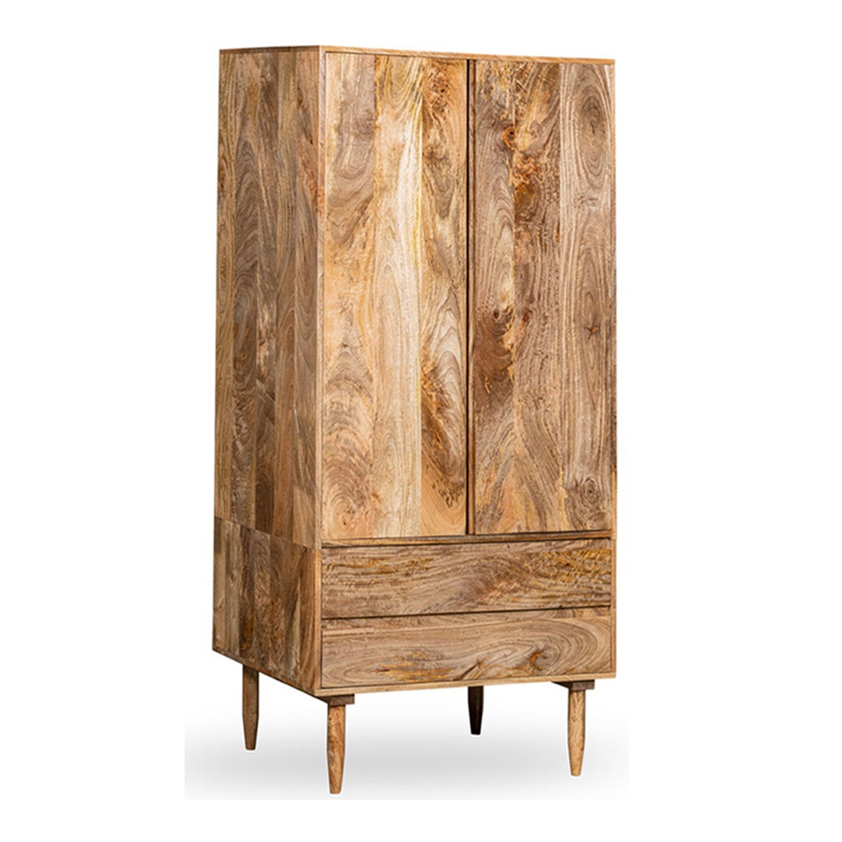 Scandi Mango Wood 2 Drawer Wardrobe
