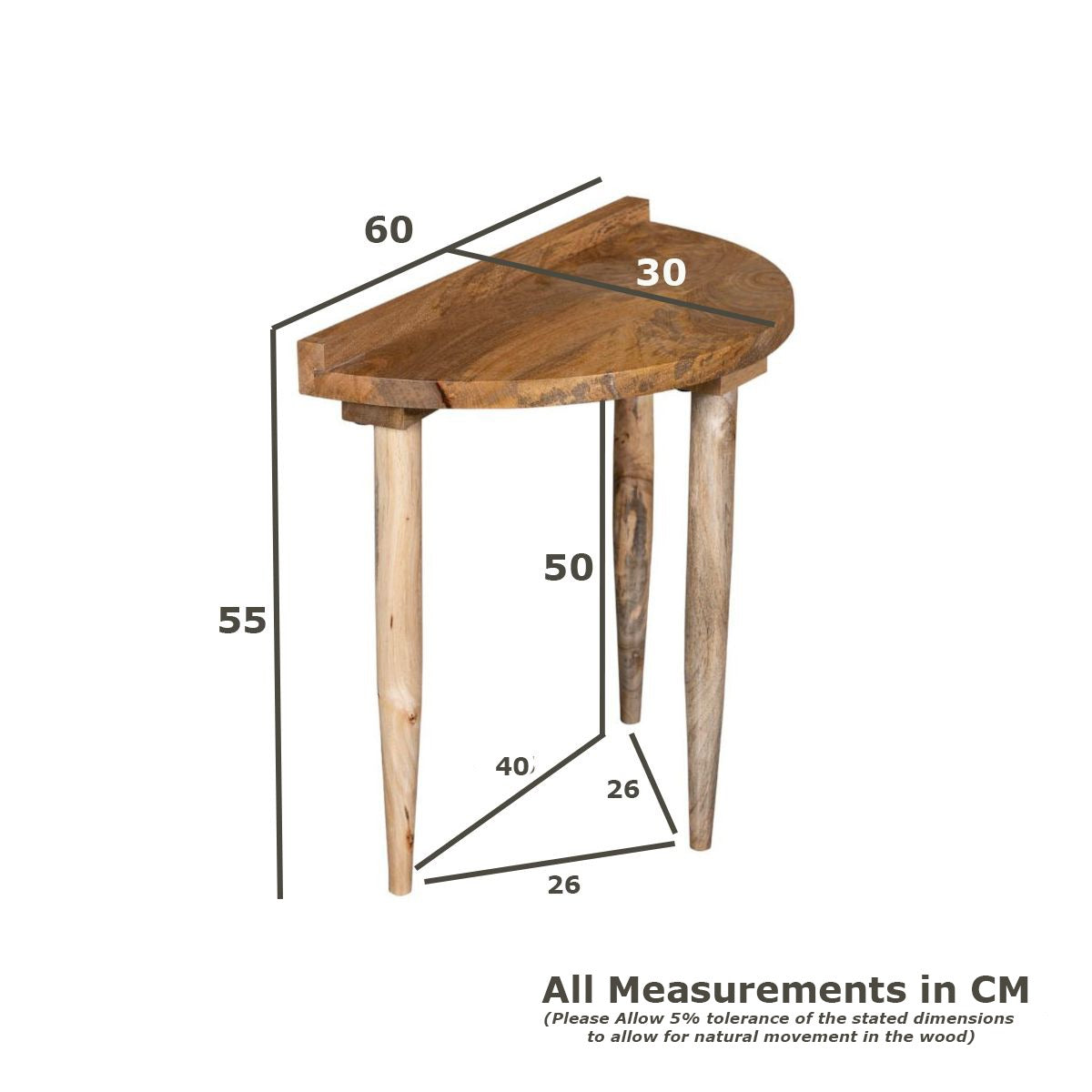 Scandi Mango Wood Sofa End Table