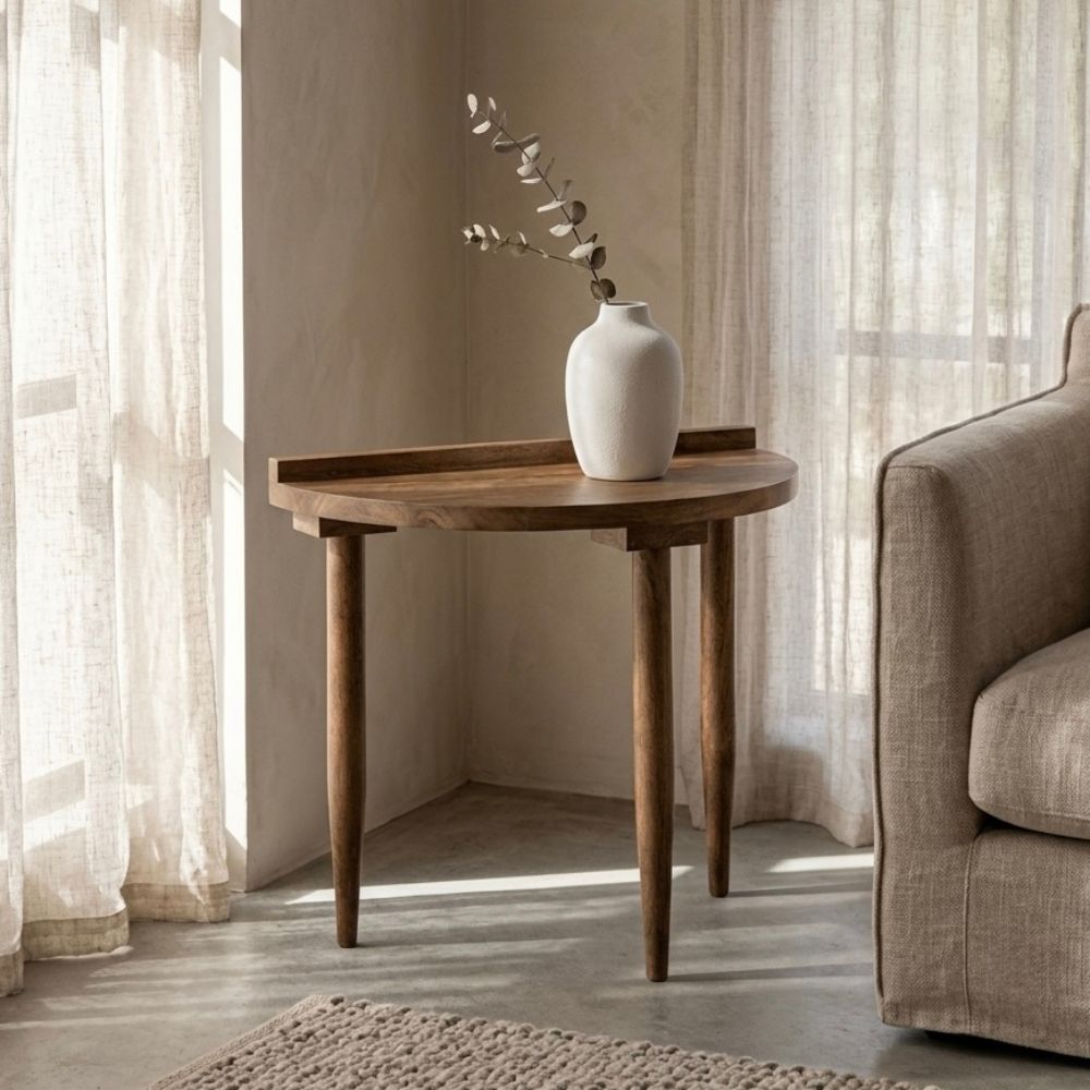 Scandi Mango Wood Sofa End Table
